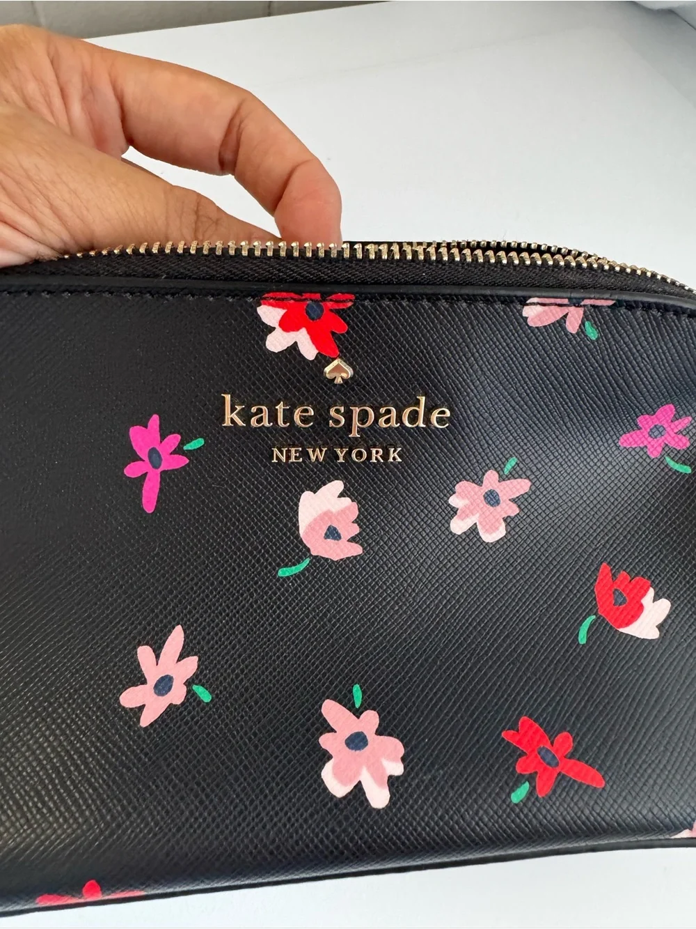 kate spade Black Floral Zip Cosmetic Pouch